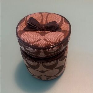 Coach Brown and Tan Patterned Jewelry Case